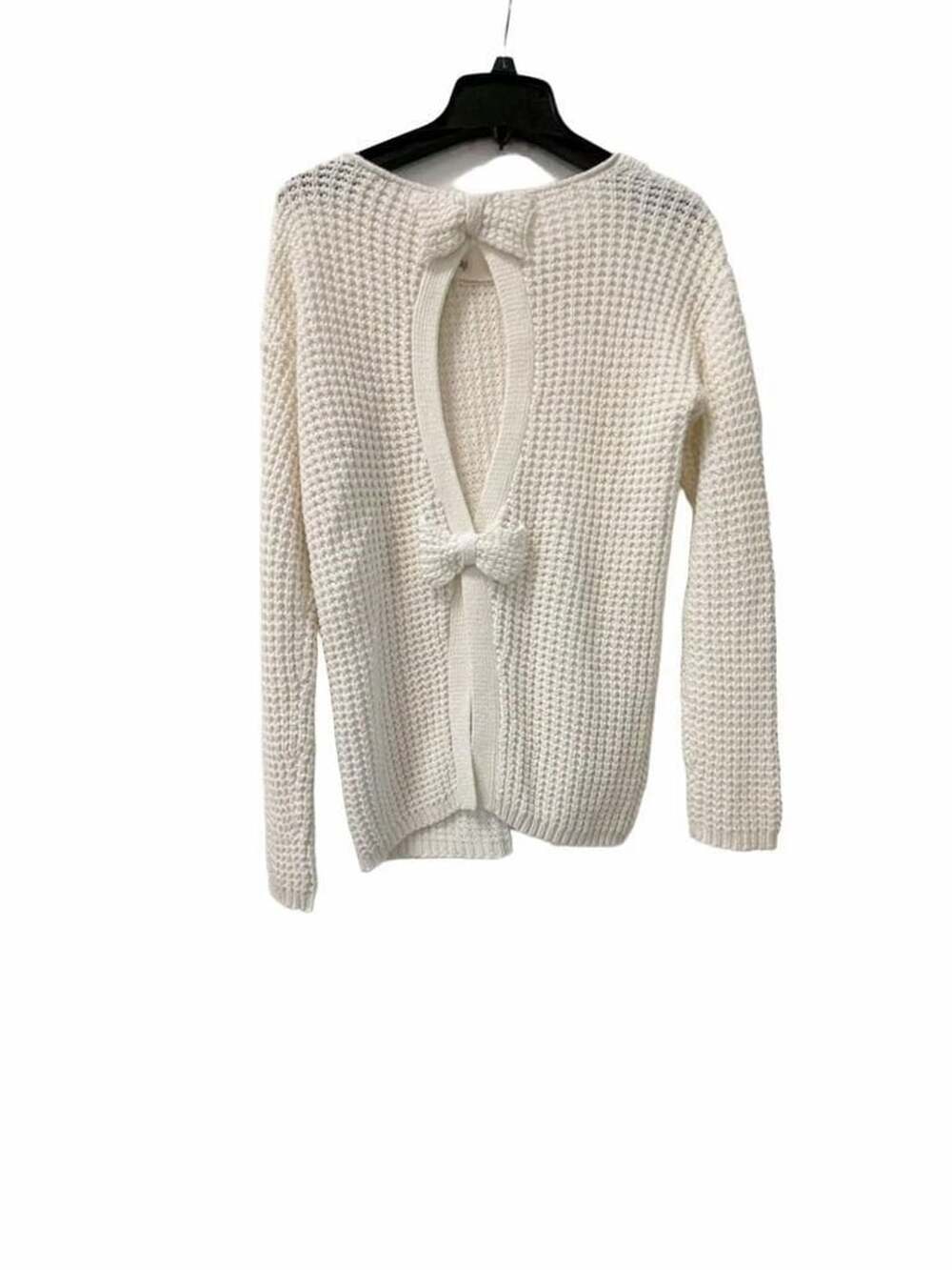 Bethany Mota Size S White Knit Bow Back Sweater